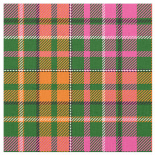 Tela Diseño de cuadros escoceses verde rosa naranja