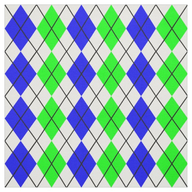 Tela Diseño de diamante argyle azul verde blanco (Retal)