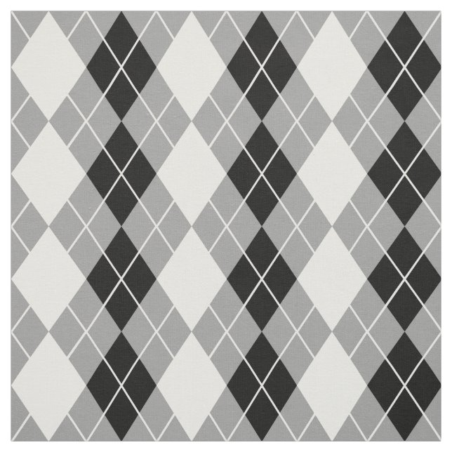 Tela Diseño de diamante de Argyle gris negro blanco (Retal)