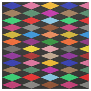 Tela Diseño de Diamantes Arlequín Coloridos Negro 