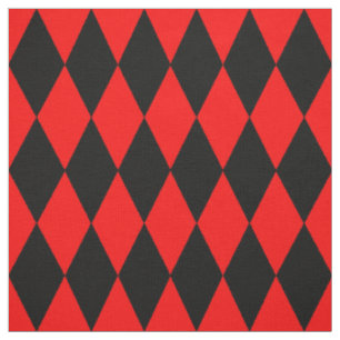 Tela Diseño de Diamantes de Arlequín a Cuadros Rojo Neg