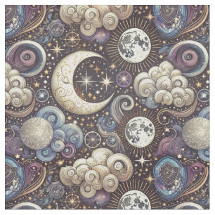 Tela Diseño de estrellas y lunas sin foco en patrones c