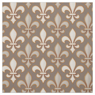 Tela Diseño de Flor de Lis Tierra Neutral Marrón