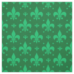 Tela Diseño de flor de lis verde sobre verde