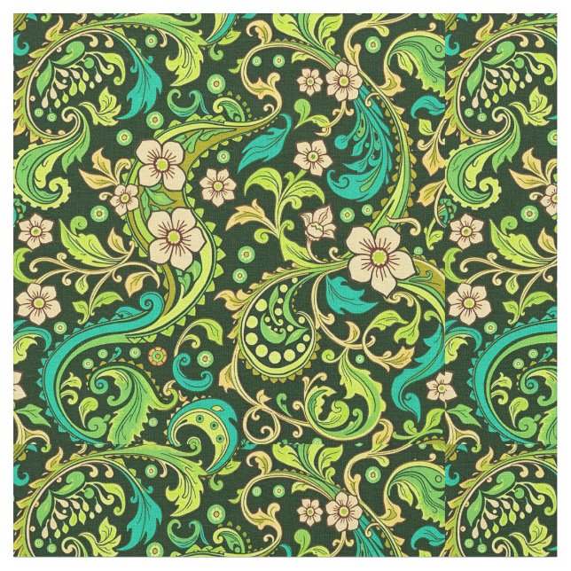 Tela Diseño de Green Paisley (De cerca)