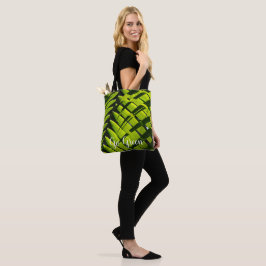 Tela diseño de hoja de palma de Acai en bolso tote