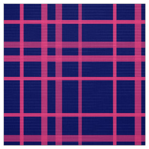 Tela Diseño de líneas de cuadros azules sobre rosa