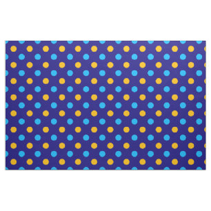 Tela Diseño de lunares azul marino amarillo cian