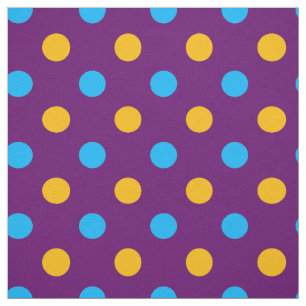 Tela Diseño de lunares azules amarillos y morados 