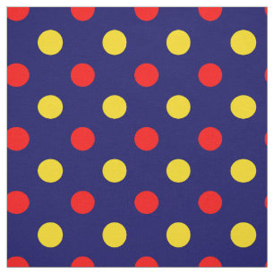 Tela Diseño de lunares azules marinos rojos y amarillos