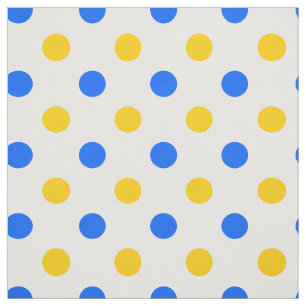 Tela Diseño de lunares blancos azul amarillo 