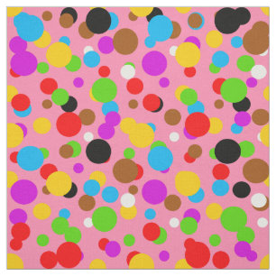 Tela Diseño de lunares coloridos con fondo rosa