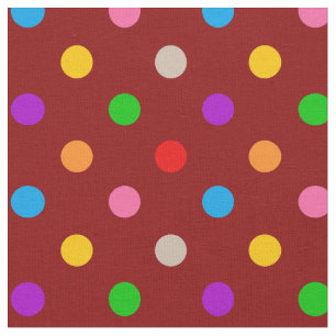Tela Diseño de lunares de arcoíris colorido rojo