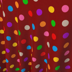 Tela Diseño de lunares de arcoíris colorido rojo