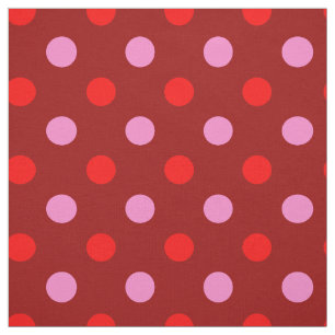 Tela Diseño de lunares granate rojos y rosados