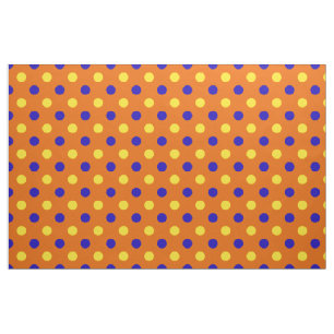 Tela Diseño de lunares naranja azul amarillo 