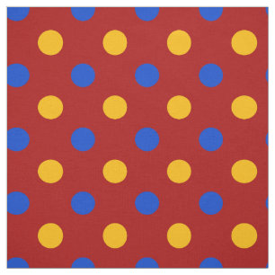 Tela Diseño de lunares rojos azules amarillos 