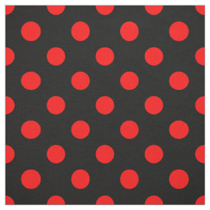 Tela Diseño de lunares rojos negros