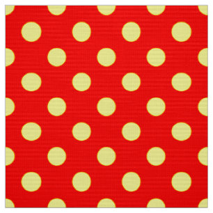 Tela Diseño de lunares rojos y amarillos