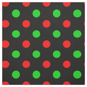 Tela Diseño de lunares rojos y verdes negros