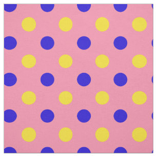 Tela Diseño de lunares rosados azules y amarillos 