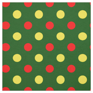 Tela Diseño de lunares verdes rojos y amarillos 