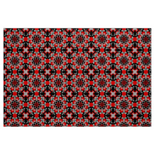 Tela Diseño de mandala geométrico vívido con rojo, negr