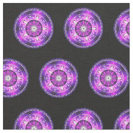 Tela Diseño de Mandala rosa Púrpura en fondo negro