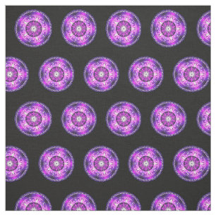 Tela Diseño de Mandala rosa Púrpura en fondo negro