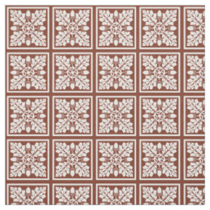 Tela Diseño de mosaico de hojas y ácora roja de cobre
