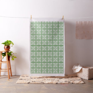Tela Diseño de mosaico de hojas y gallo verde