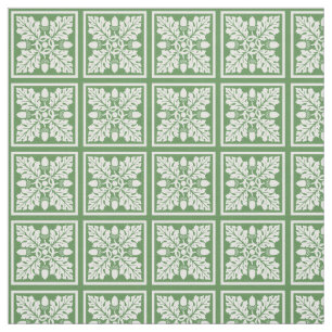 Tela Diseño de mosaico de hojas y gallo verde