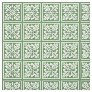 Tela Diseño de mosaico de hojas y gallo verde