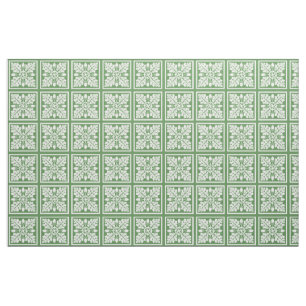 Tela Diseño de mosaico de hojas y gallo verde