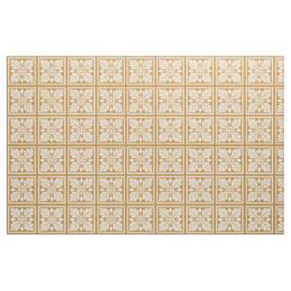Tela Diseño de mosaico de hojas y maíz naranja Zest