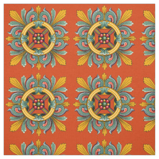 Tela Diseño de mosaico victoriano Persimmon