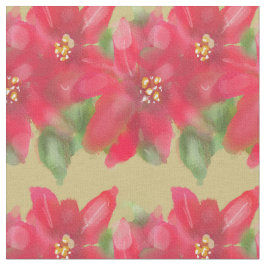 Tela Diseño de Navidad de Poinsettia Pintada de Rojo y 