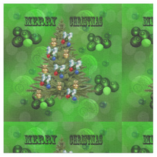 Tela Diseño de Navidades de bolas de jardín verde,