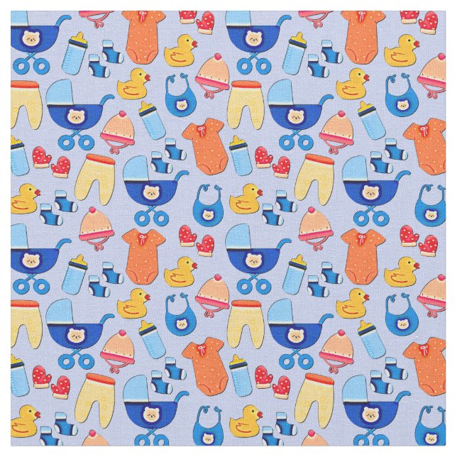 Tela Diseño de niño bebé en azul (De cerca)