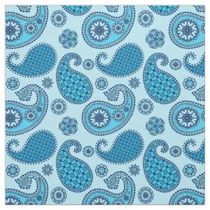 Tela diseño de paisley, cielo y azul cobalto
