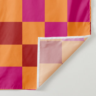 Tela Diseño de patrón a cuadros rojo naranja rosa