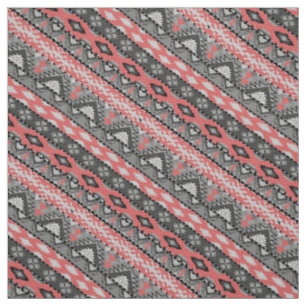 Tela Diseño de patrón azteca gris rojo lindo