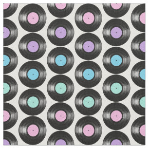 Tela Diseño de Patrón Colorido de Discos de Vinilo Retr