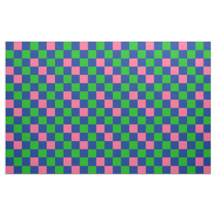 Tela Diseño de Patrón Cuadriculado Azul Verde Rosa