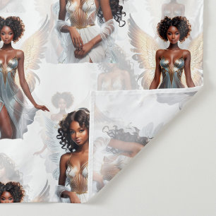 Tela Diseño de patrón de ángeles hermosas chicas negras
