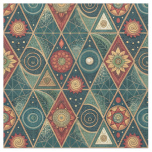 Tela Diseño de Patrón de Arte de Mandala Bóho Geométric