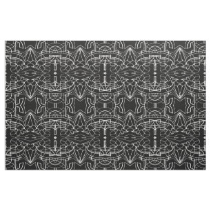 Tela Diseño de patrón de arte en blanco y negro