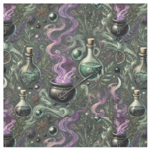 Tela Diseño de patrón de brujería-caldera y poción