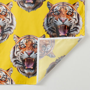 Tela Diseño de patrón de cabeza de tigre amarillo