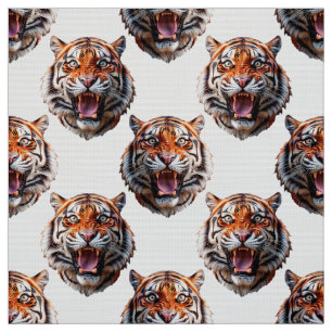 Tela Diseño de patrón de cabeza de tigre blanco